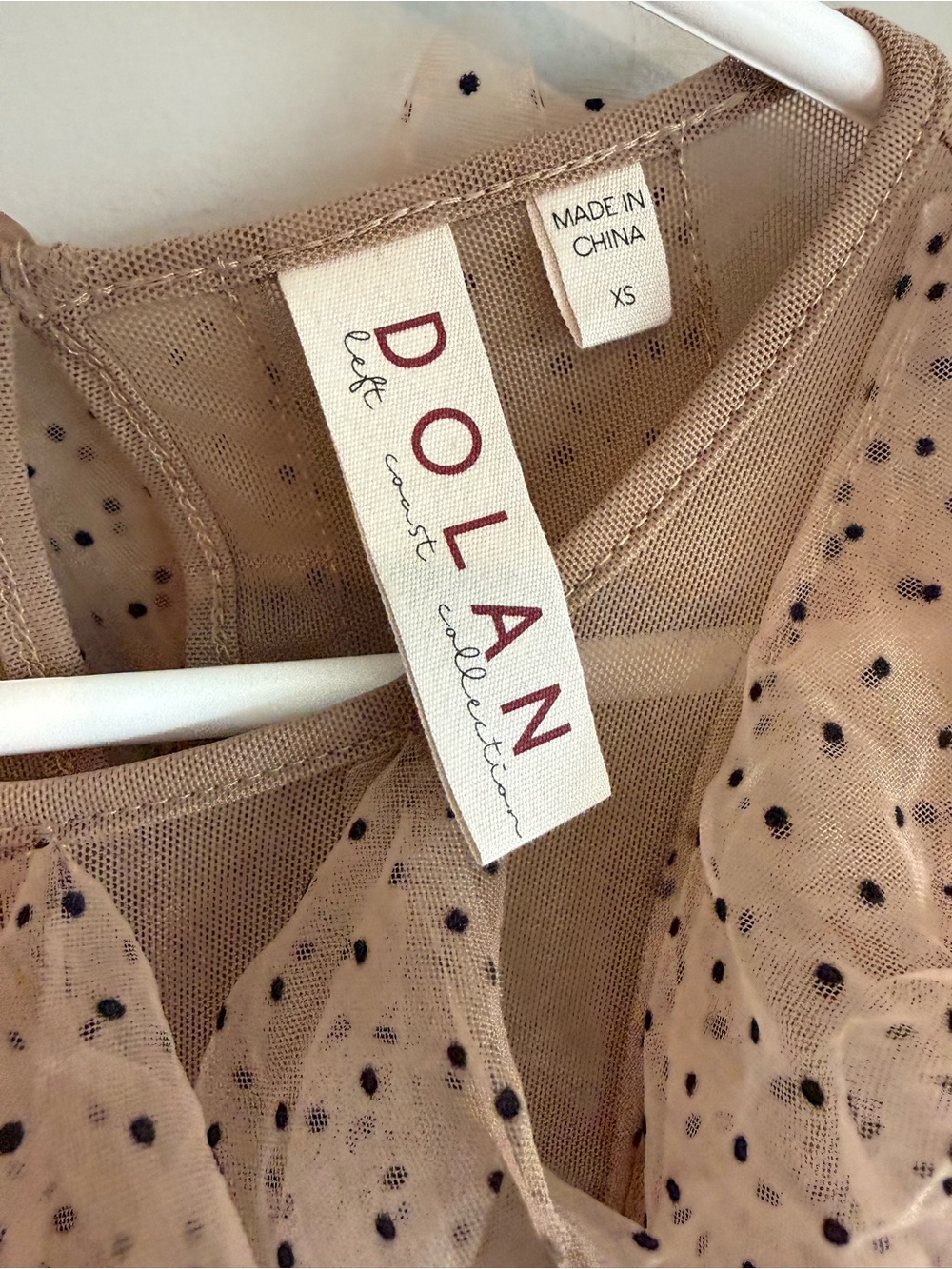 Anthropologie Dolan Left Coast Polka Dot Mesh Ruffle Top Size XS - Picture 7 of 13